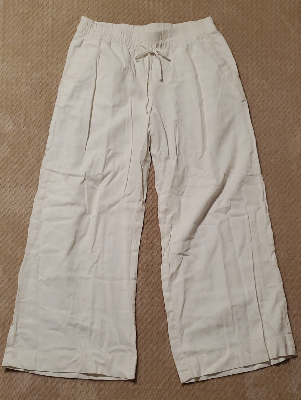 a New Day Women's Wide-Leg Drawstring Pants in Off-White